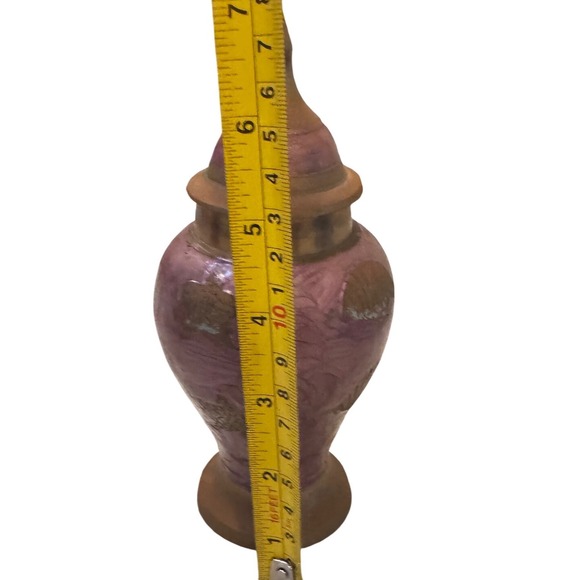 Vintage Brass Ginger Jar Purple Sea Creature Themed  Enamel Lidded  7in
Preloved - Picture 10 of 10